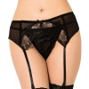 QUEEN LINGERIE TANGA CON LIGUERO DE ENCAJES NEGRO L/XL